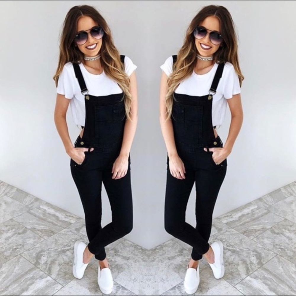 Black Skinny overalls - M
